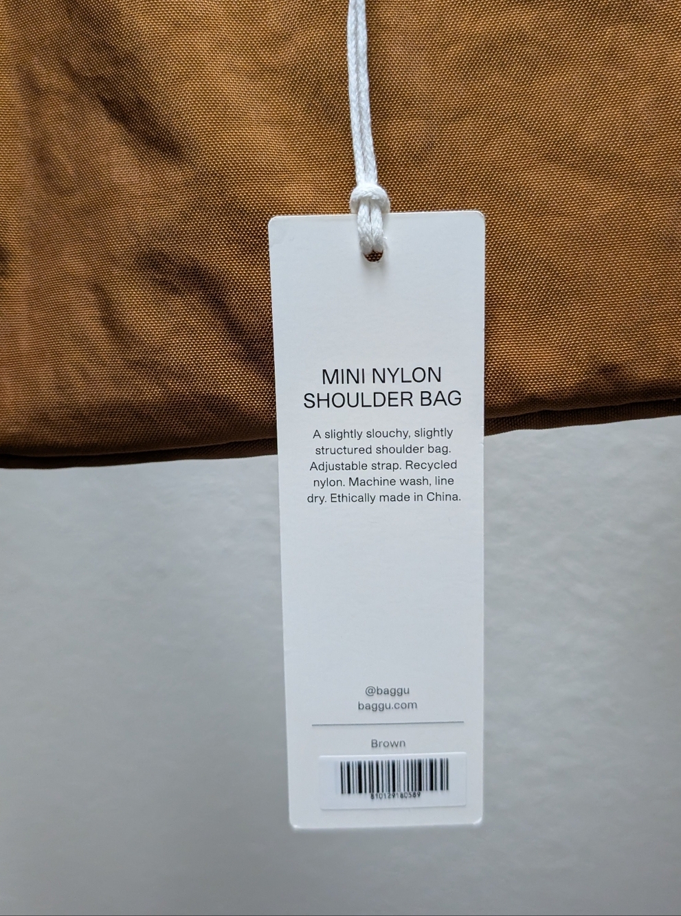 NWT BAGGU Nylon Mini Shoulder Bag / Brown - Picture 3 of 3